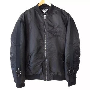 Killstar Bomber Jacket Size XXL Black Embroidered Skull Harness Occult Goth Punk